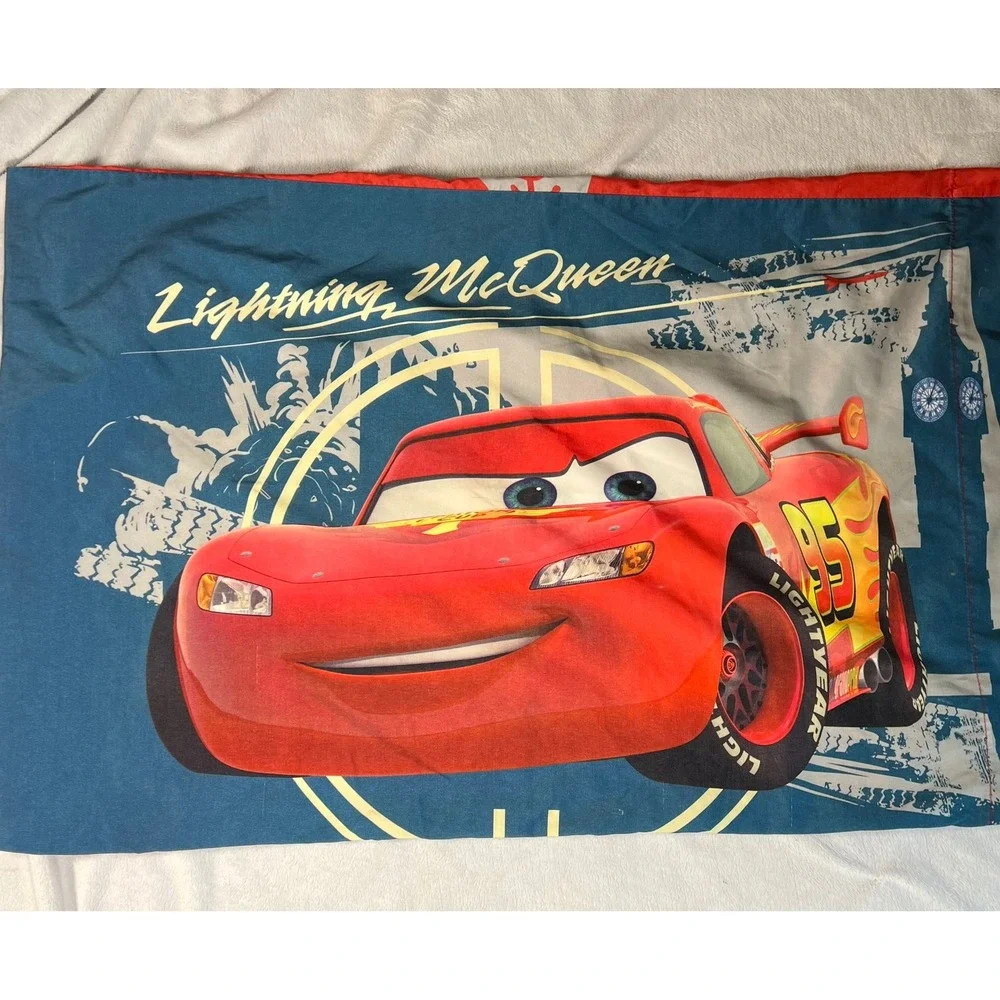 Disney Pixar Cars Pillowcase Standard Size Lightning McQueen Finn McMissile